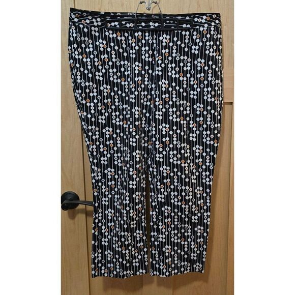Worthington Womens Abstract Patterned Pants Size 16 Black White & Orange - Picture 4 of 5